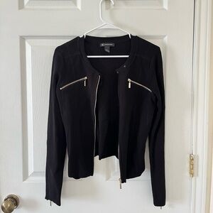 INC International Concepts Black Jacket with Zipper Accents